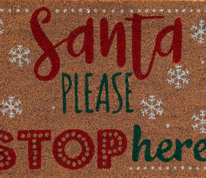 NATURAL SANTA STOP HERE DOORMAT