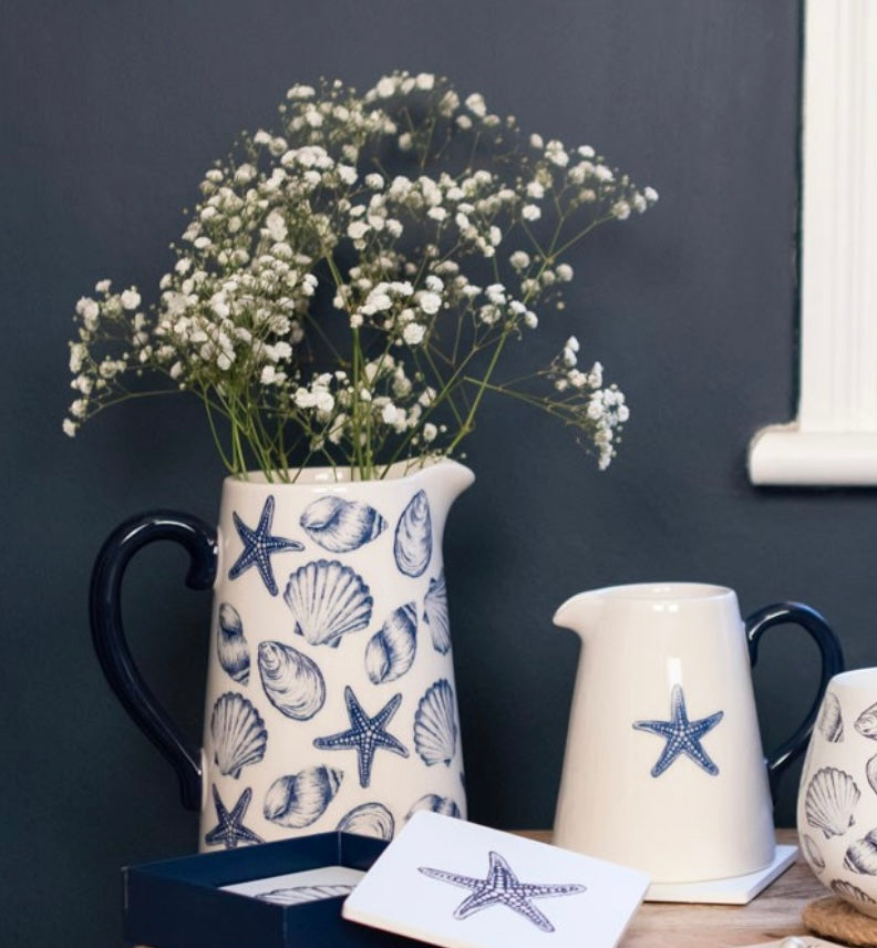 SEASHELL CERAMIC FLOWER JUG