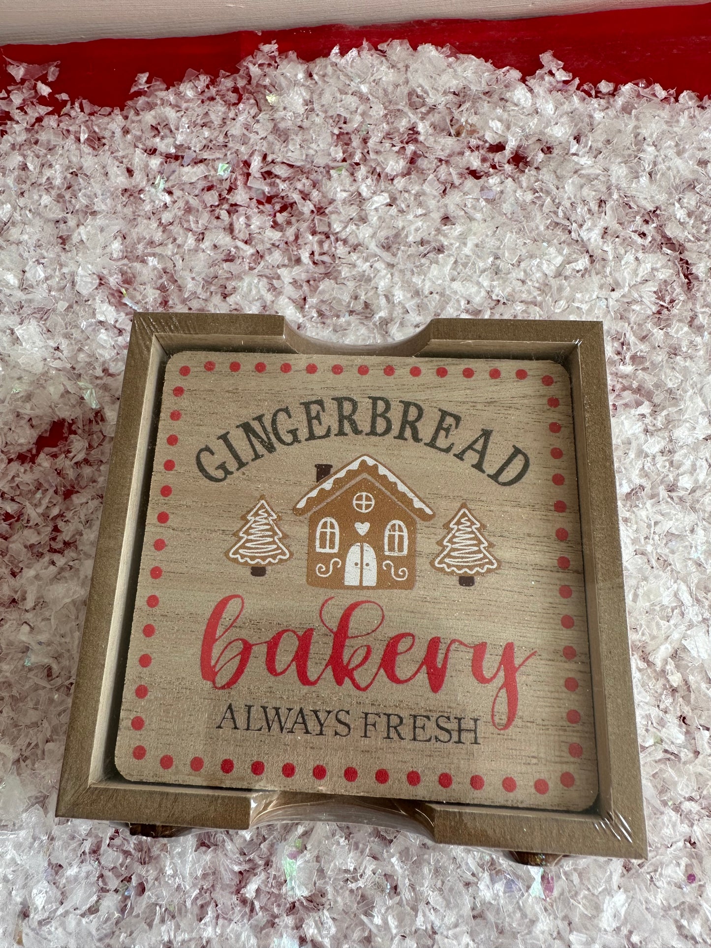 GINGERBREAD COASTERS SET OF 4