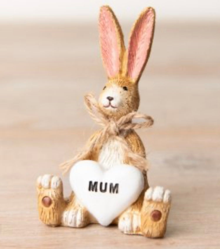 Sitting Rabbit With Mum Heart