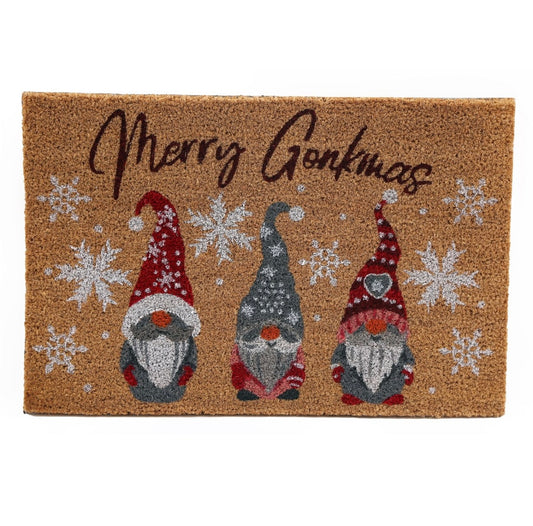 NATURAL MERRY GONKMAS CHRISTMAS DOORMAT