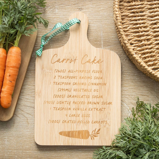 CARROT CAKE RECIPE BAMBOO SERVING BOARD EASTER