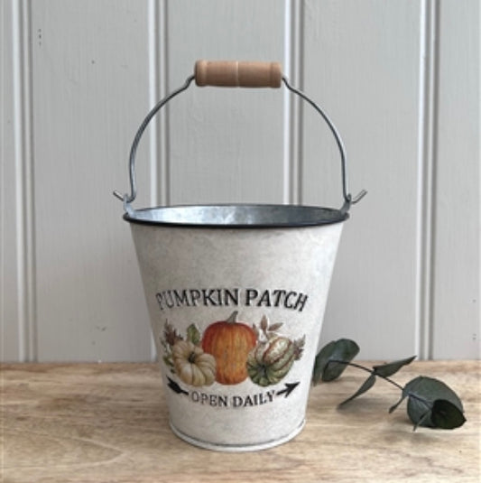 Pumpkin Patch Embossed Vintage Zinc Pot With Handle 13cm