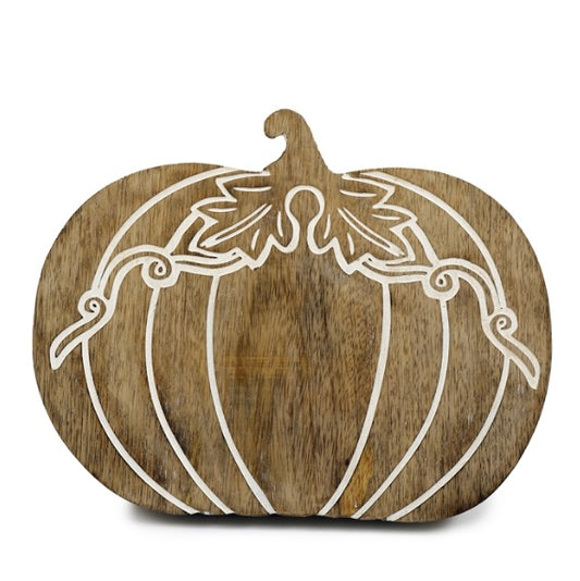 Carved Pumpkin Decrotive Wooden Board 25cm