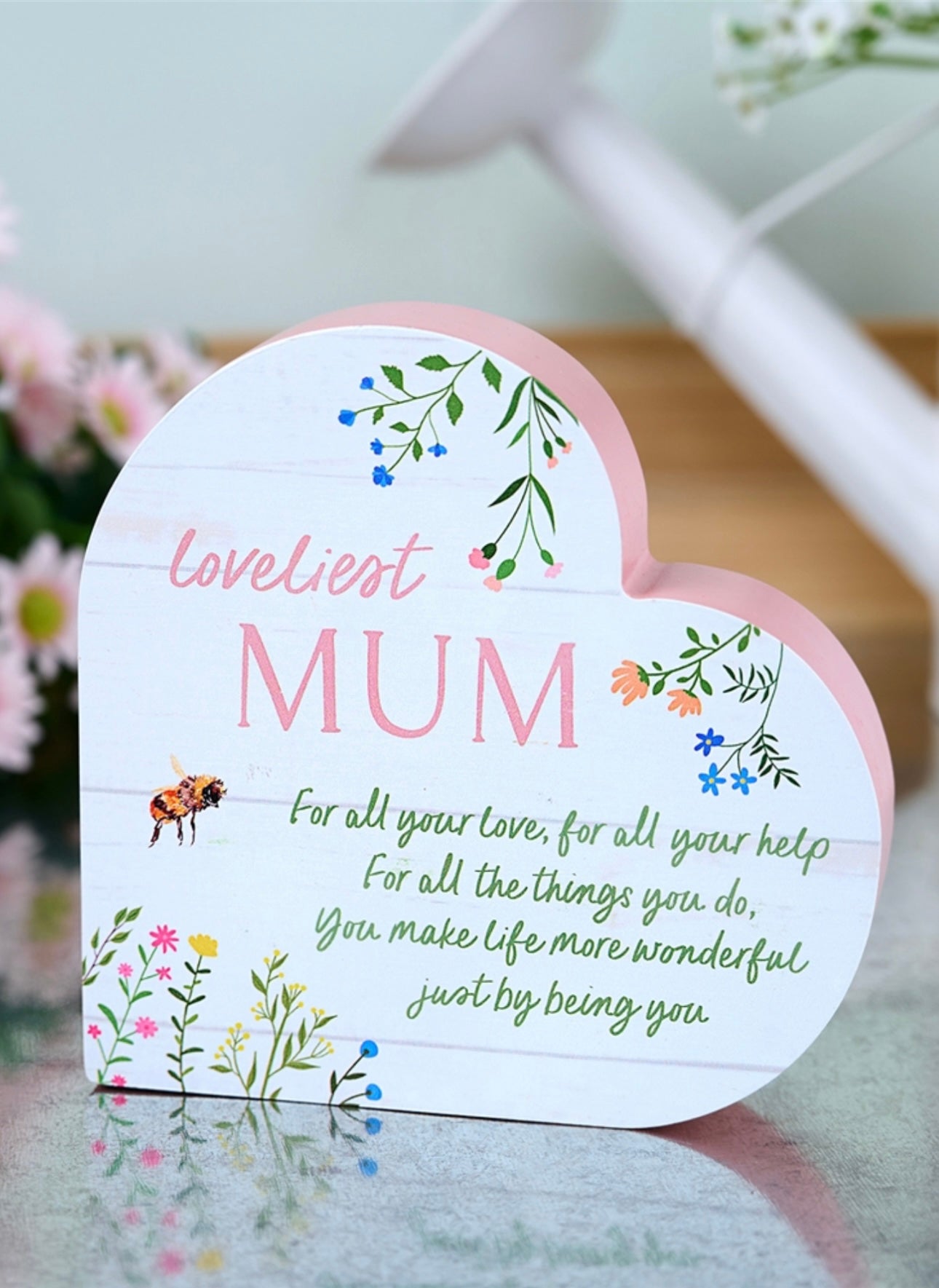 Floral Heart Mantel Plaque - Mum