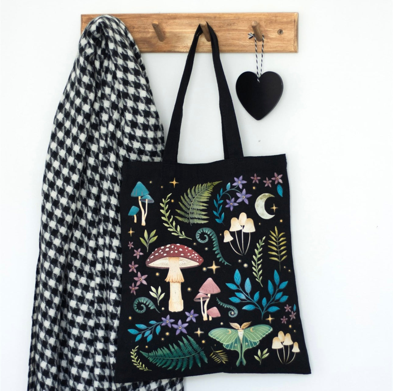 DARK FOREST PRINT POLYCOTTON TOTE BAG