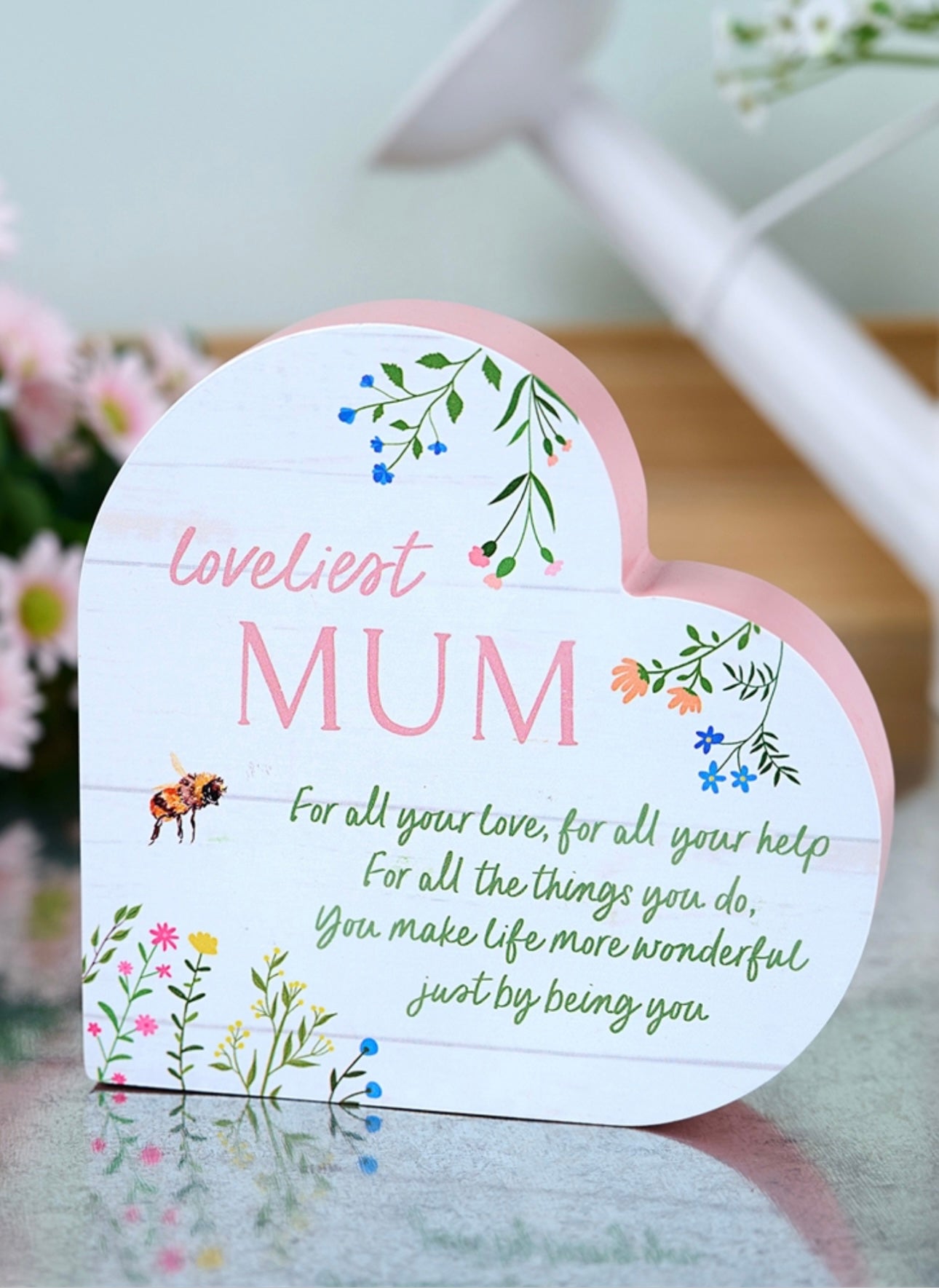 Floral Heart Mantel Plaque - Mum