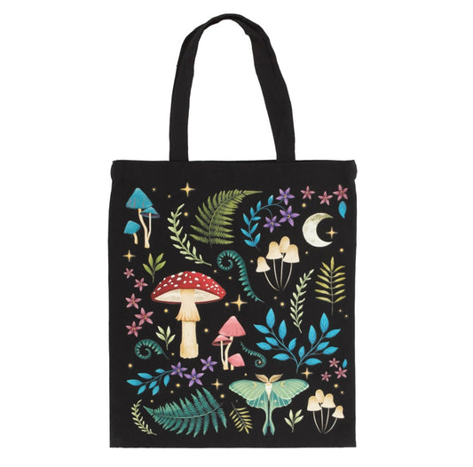 DARK FOREST PRINT POLYCOTTON TOTE BAG