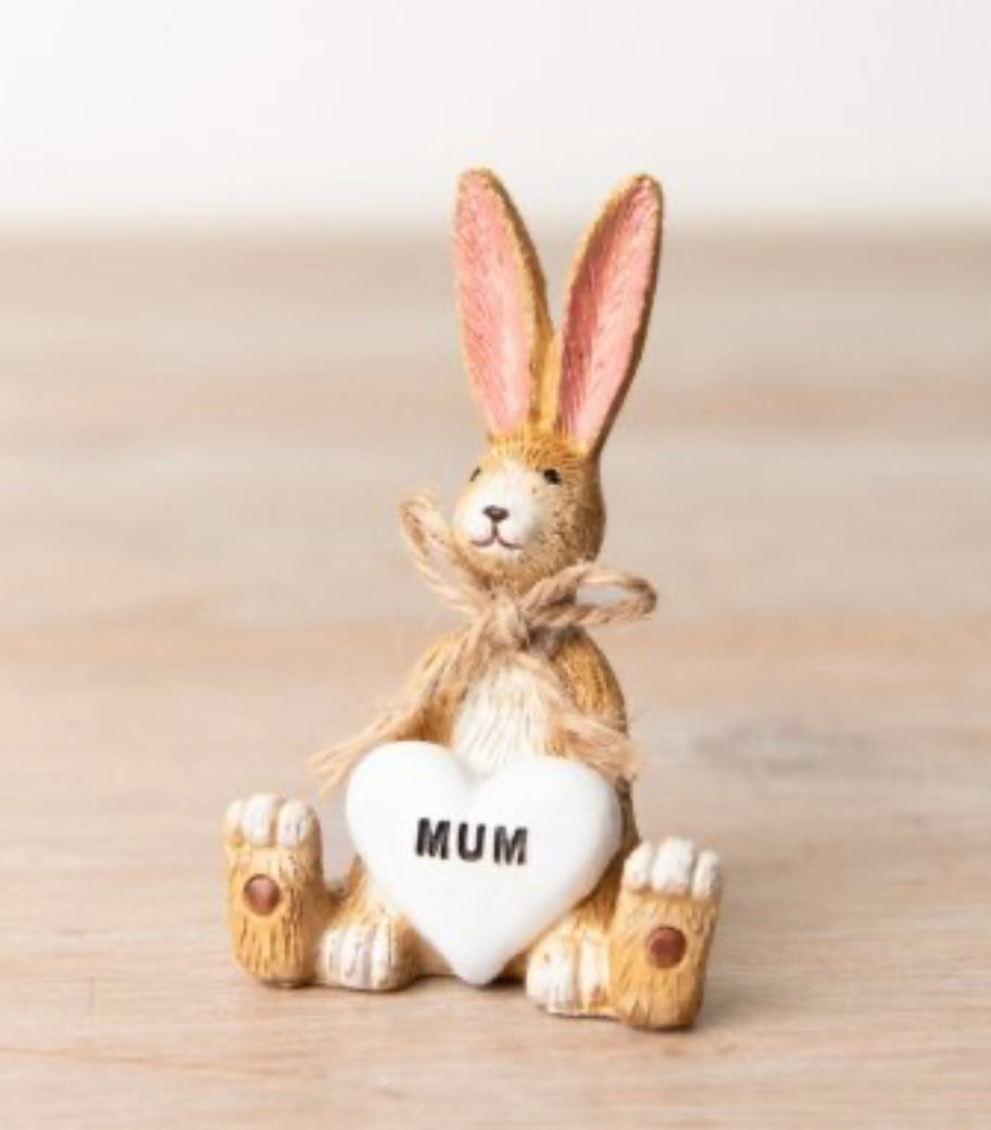 Sitting Rabbit With Mum Heart