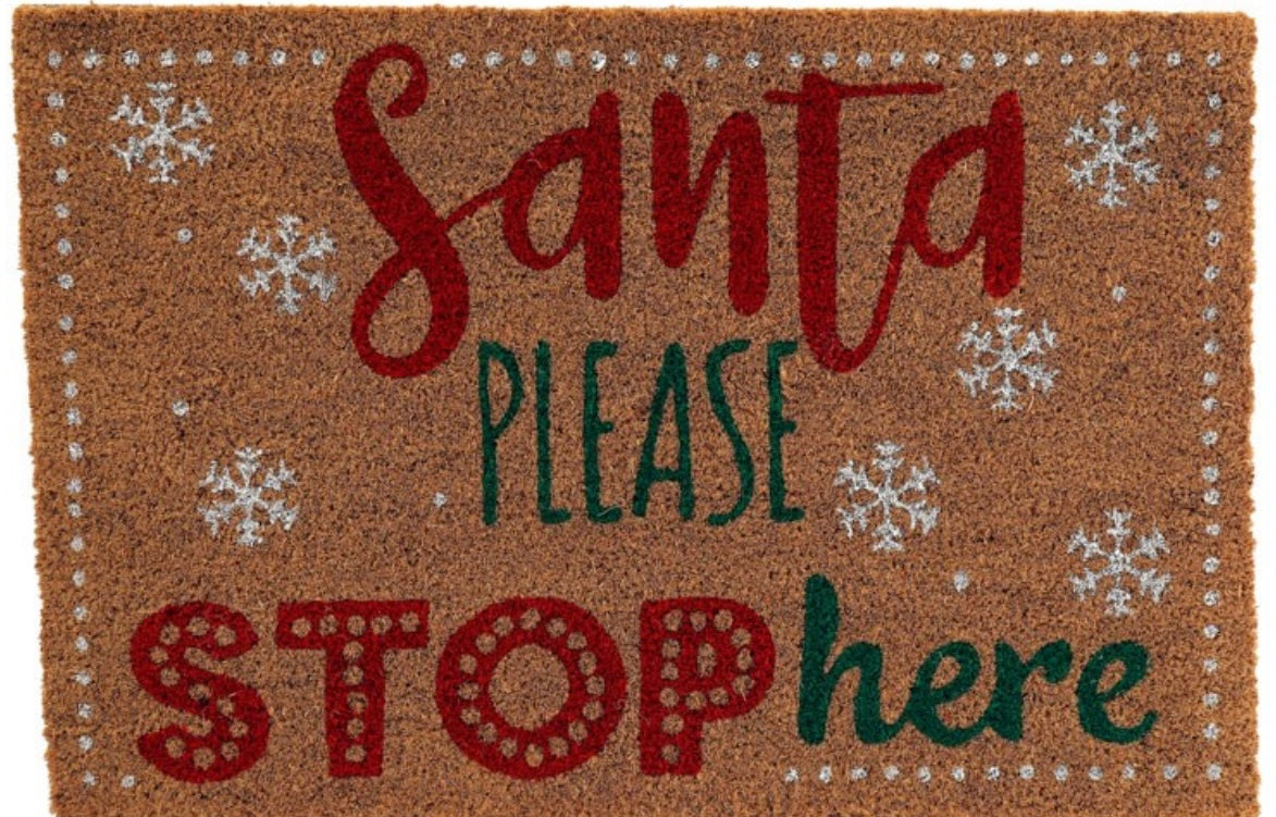 NATURAL SANTA STOP HERE DOORMAT