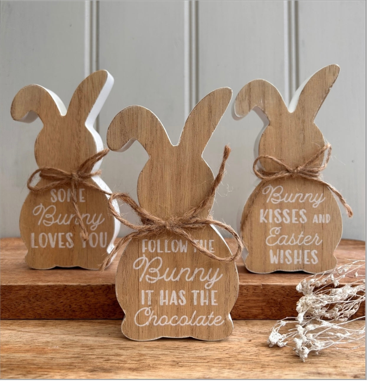 Trio Of Rabbit Plaques with Assorted Sayings