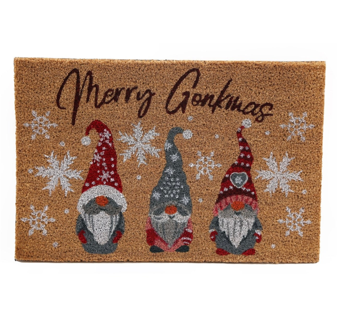 NATURAL MERRY GONKMAS CHRISTMAS DOORMAT