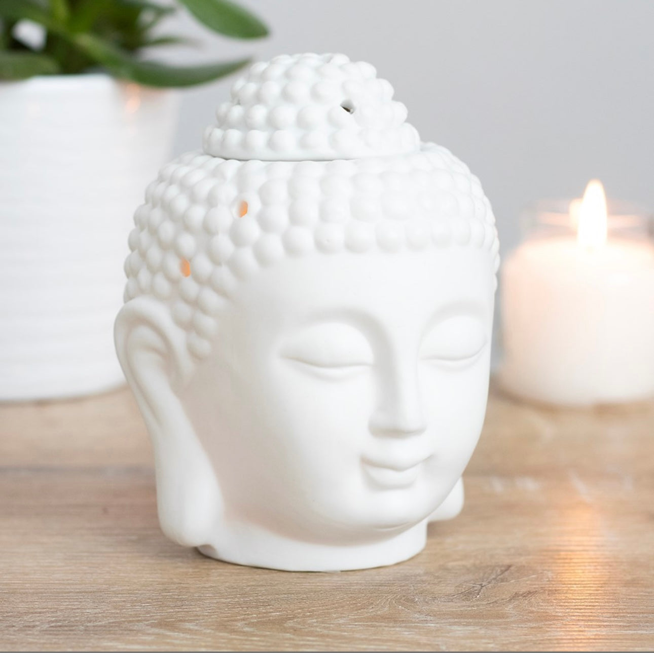 MATTE WHITE BUDDHA HEAD OIL BURNER