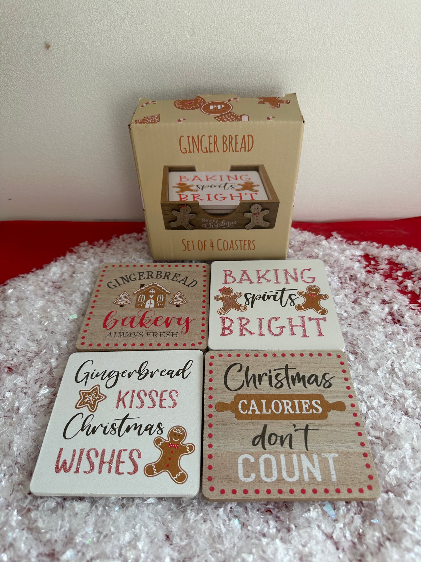 GINGERBREAD COASTERS SET OF 4