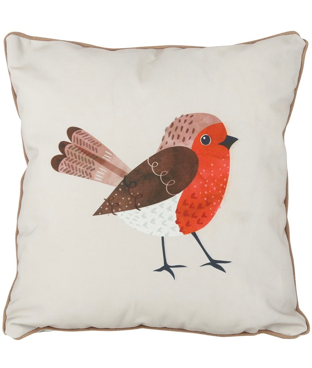 Square Garden Robin Christmas Cushion 35cm