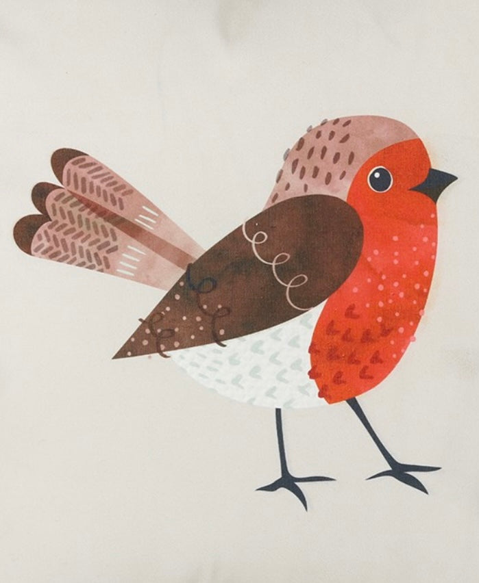 Square Garden Robin Christmas Cushion 35cm