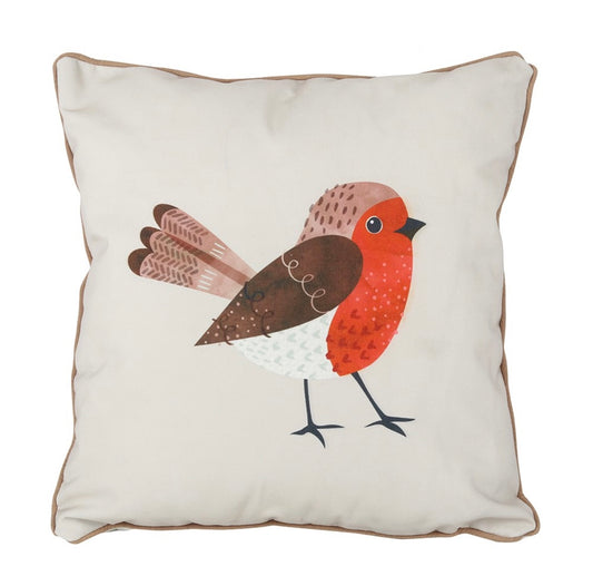 Square Garden Robin Christmas Cushion 35cm