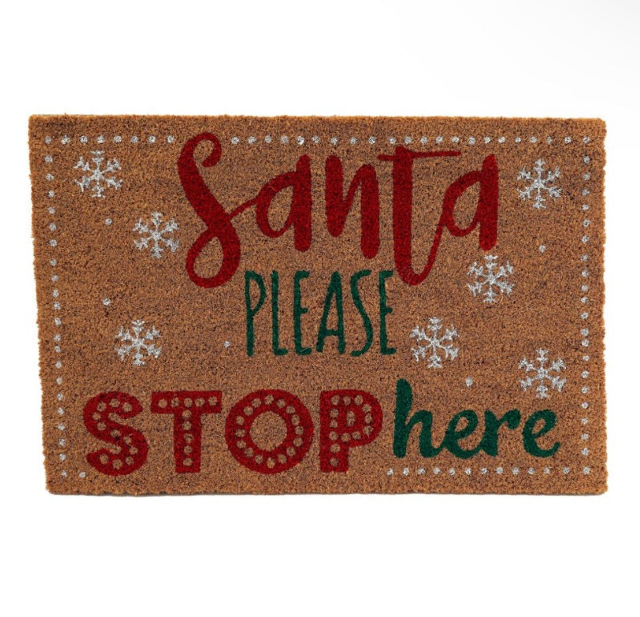 NATURAL SANTA STOP HERE DOORMAT