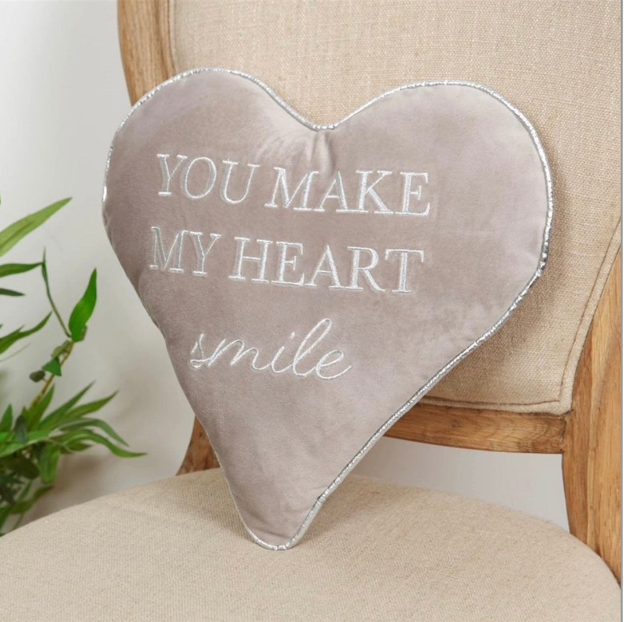 Grey Heart Smile Cushion