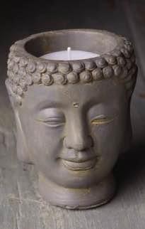 2 x Large Rustic Distressed Buddha Head Candles