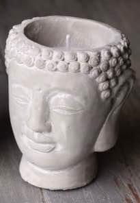 2 x Large Rustic Distressed Buddha Head Candles