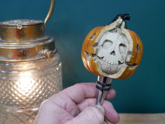 Carved Pumpkin Wine Stopper Halloween