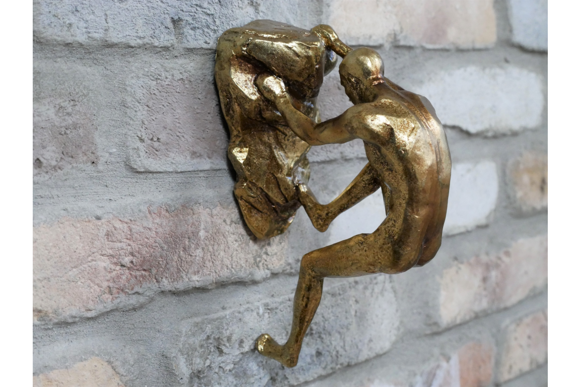 Gold Rock Climbing Man Wall Art Feature