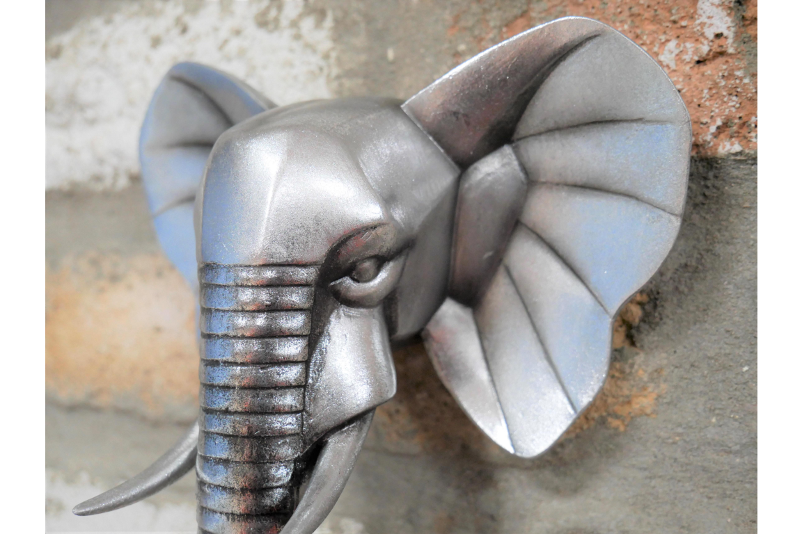 Silver Coloured Elephant Head - Small