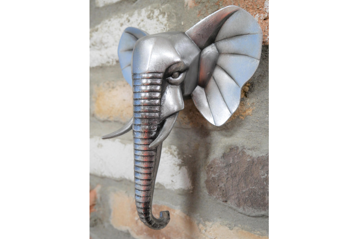 Silver Coloured Elephant Head - Small