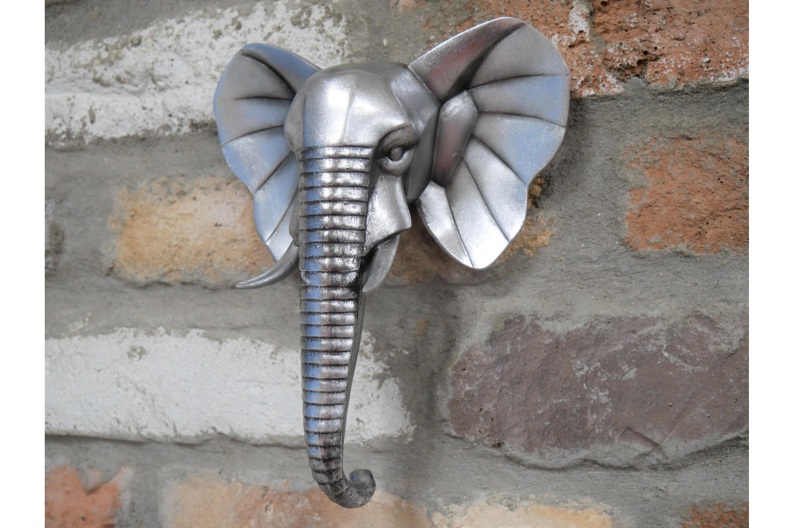 Silver Coloured Elephant Head - Small