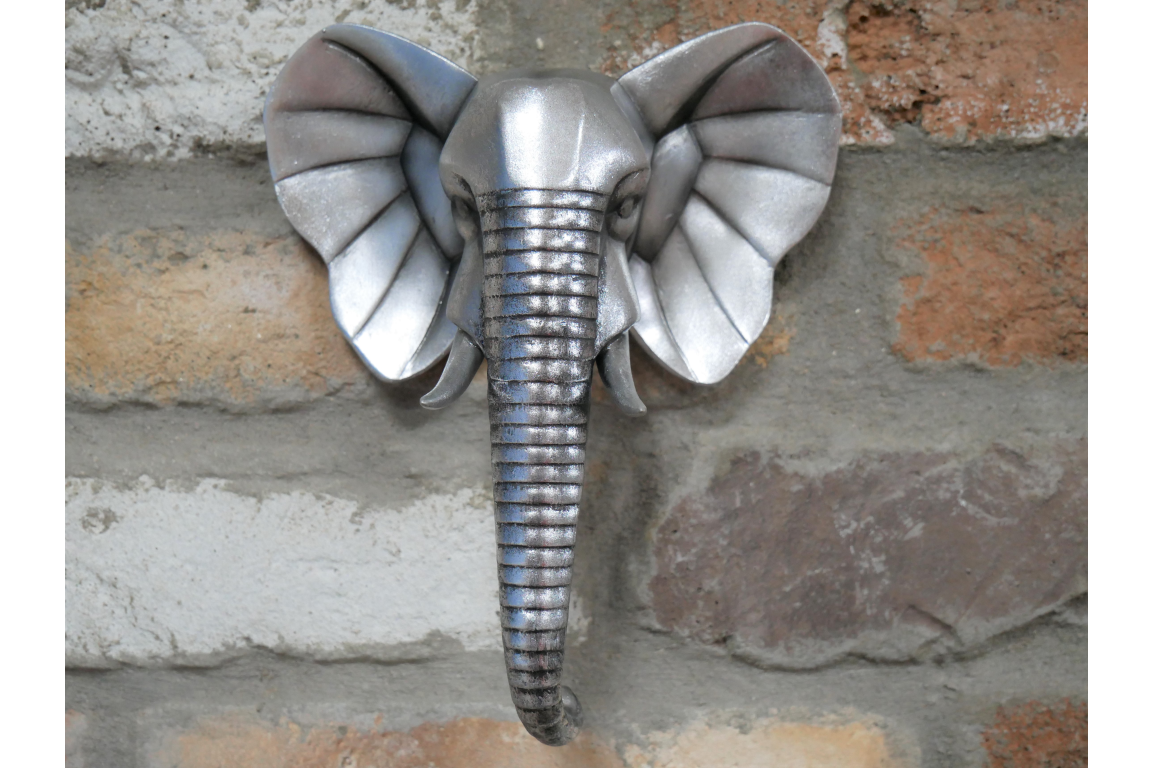 Silver Coloured Elephant Head - Small