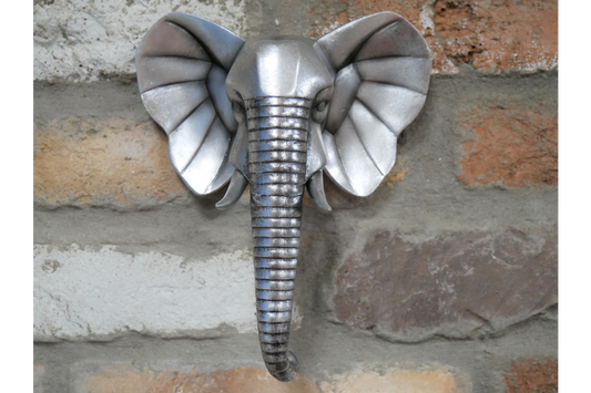 Silver Coloured Elephant Head - Small