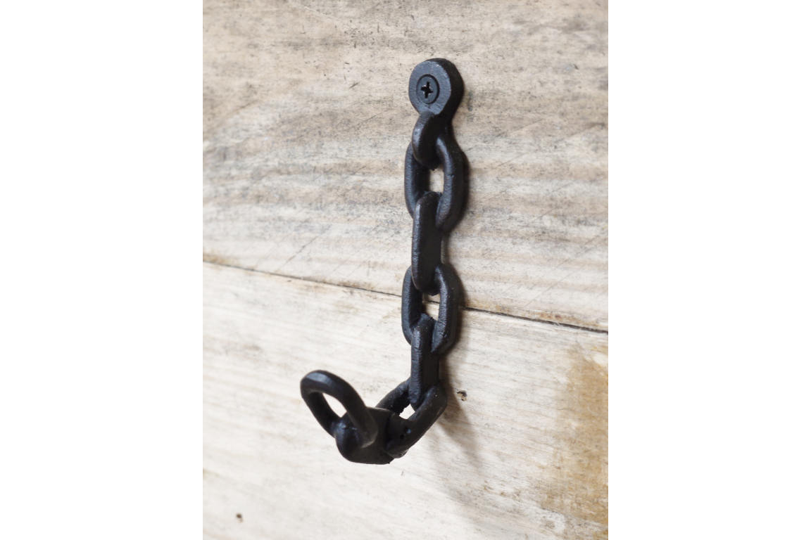 Cast Iron Industrial Style Small Black Chain Coat Hooks