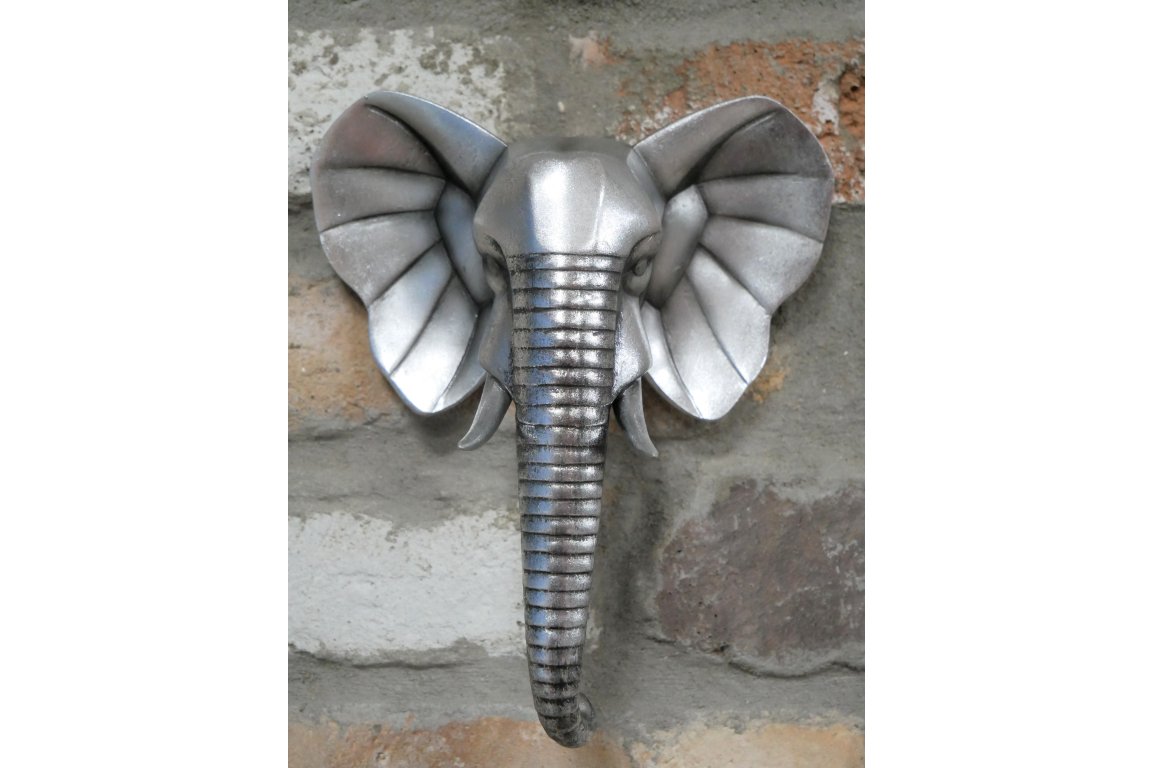 Silver Coloured Elephant Head - Small