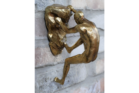 Gold Rock Climbing Man Wall Art Feature