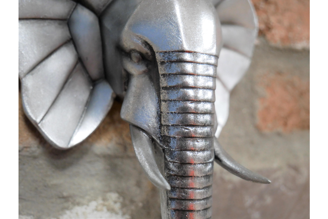 Silver Coloured Elephant Head - Small