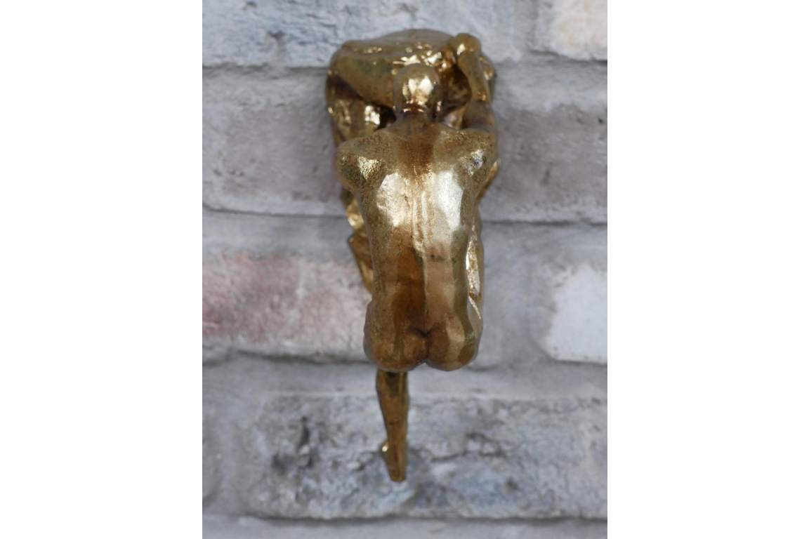 Gold Rock Climbing Man Wall Art Feature