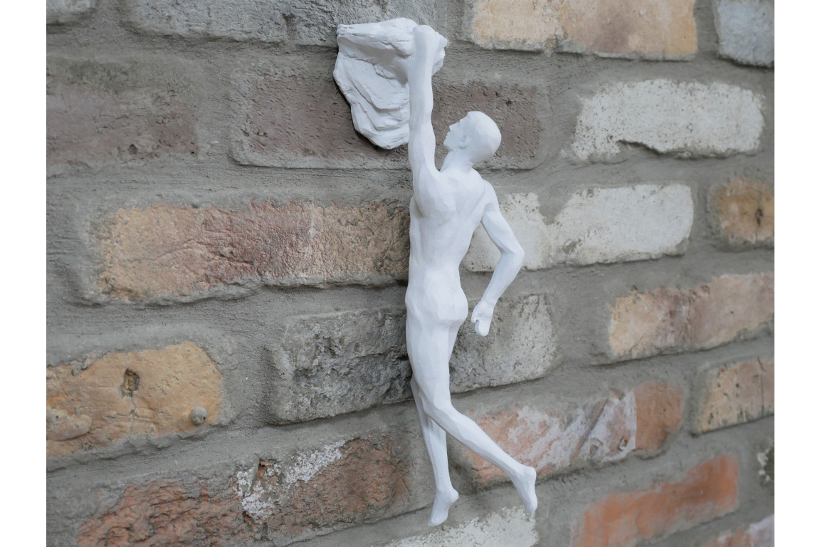 Climbing Man Wall Art Figurine In White